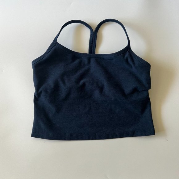 Beyond Yoga Tops - Beyond Yoga Harlow Navy Blue Space Dye Crop Performance Tank Top Sports Bra